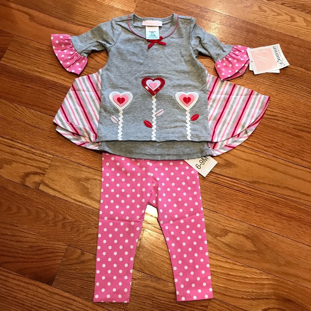 SALE Bonnie Baby Heart Flowers Tunic Set